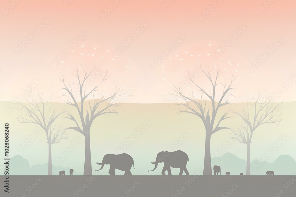Fototapeta premium elephants in the woods