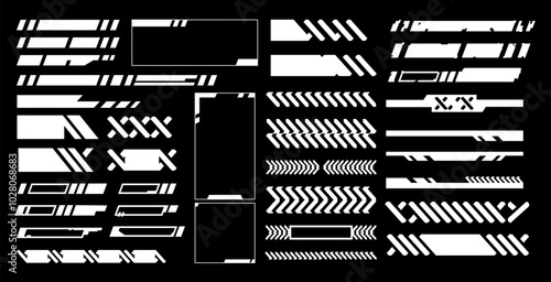 Set various modern and futuristic cyberpunk digital interface hud element decoration