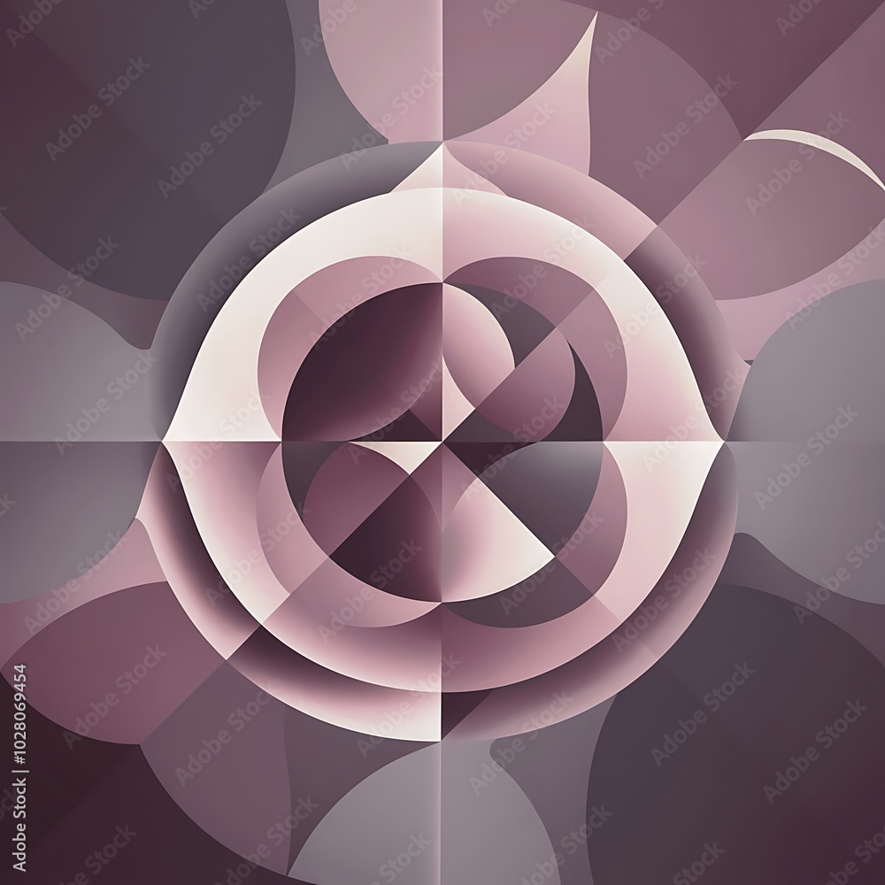 Fototapeta premium Serene gradient template. Circles and triangles mingle in minimalist perfection. Gentle fusion of forms and hues creates balanced yet captivating backdrop, embodying modern sophistication