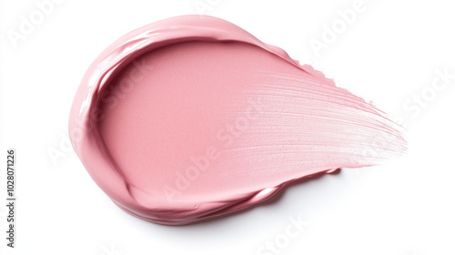 a paint swatch in a soft pink color on a pristine white background