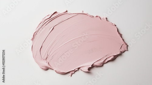 a paint swatch in a soft pink color on a pristine white background