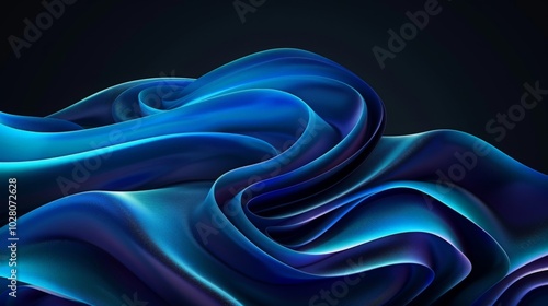 Wallpaper Abstract blue wave shape flowing on a black background