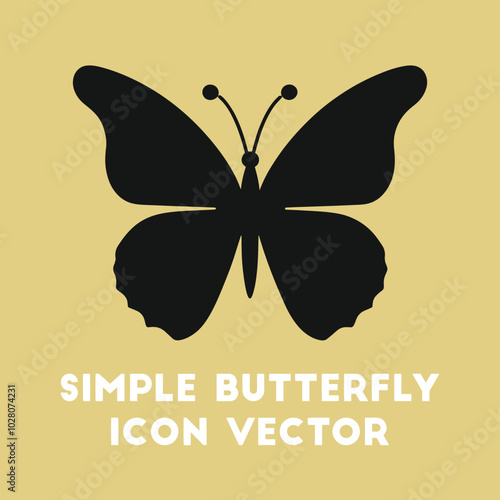 Black and White Silhouette of a Butterfly Icon