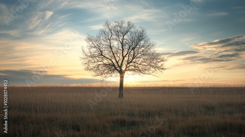 Wallpaper Mural Solitary Tree at Sunset Torontodigital.ca