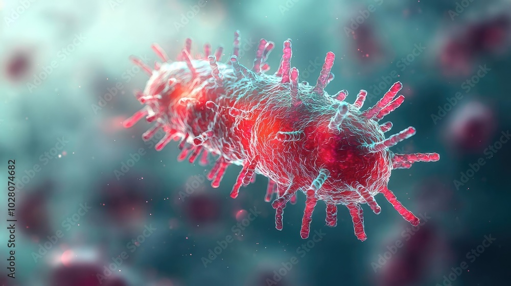 Microscopic bacteria with intricate details on a blurred background. Microscopic bacteria with intricate details on a blurred background.