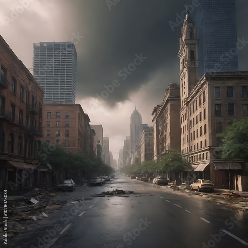 Hurricane Damaged City Generative AI
