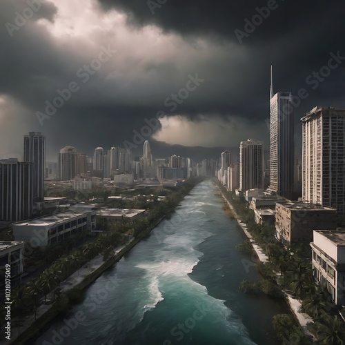 Hurricane Damaged City Generative AI
