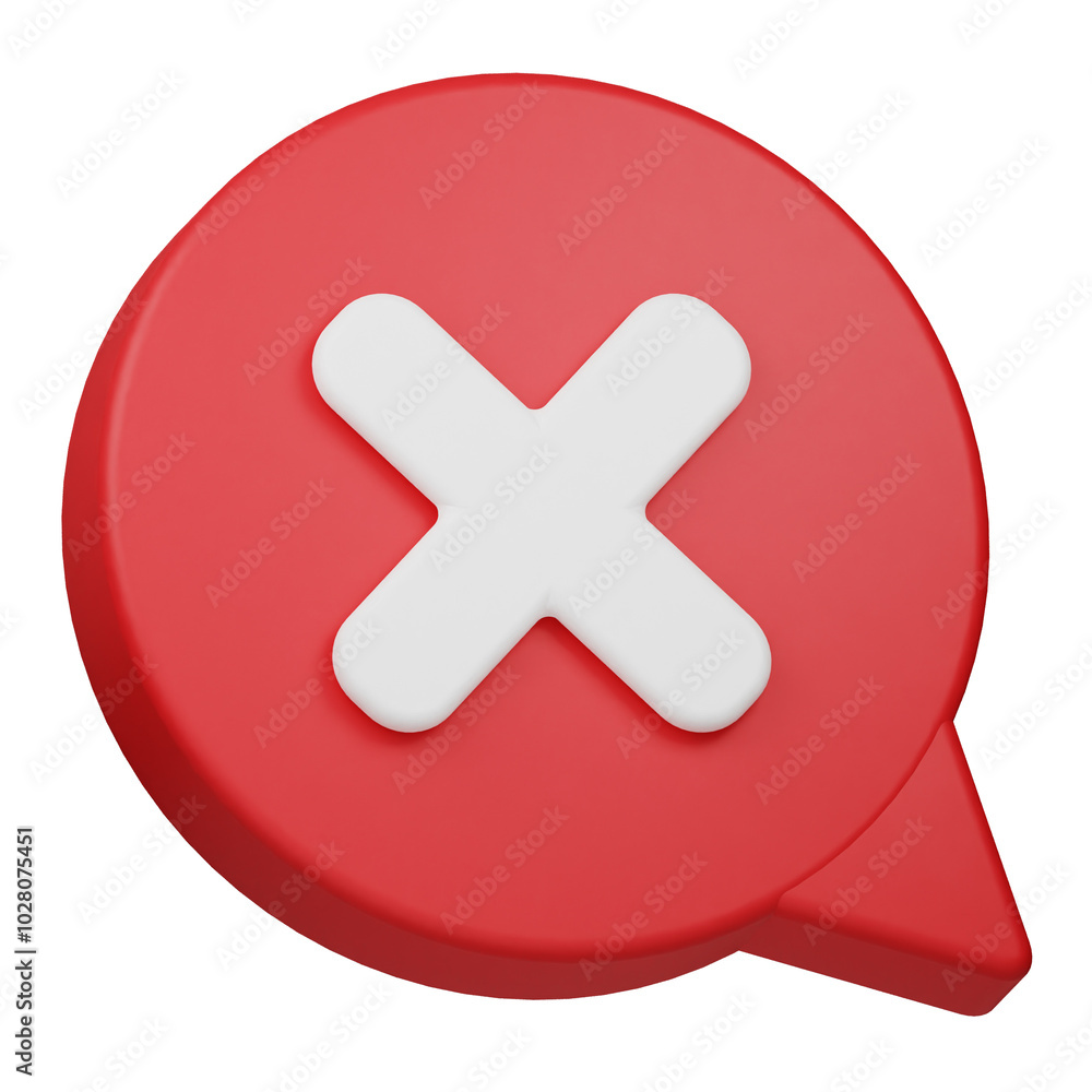 Fototapeta premium cancel comment 3d icon isolated on the white background
