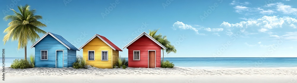 Colorful beach houses by the sea Colorful beach houses by the sea