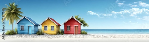 Colorful beach houses by the sea