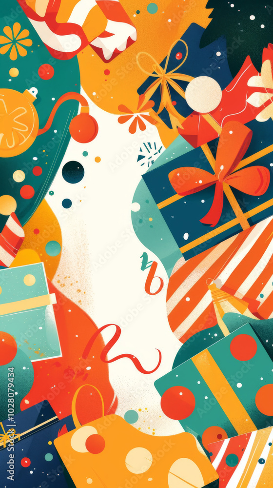 Naklejka premium Festive gift boxes and ribbons for christmas celebration design
