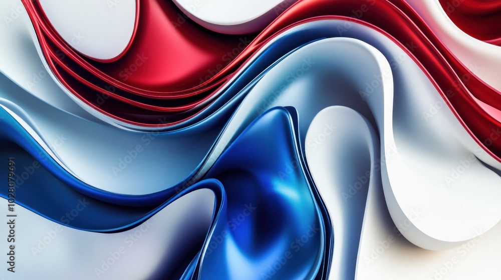 Obraz premium Abstract Red, White, and Blue Swirls