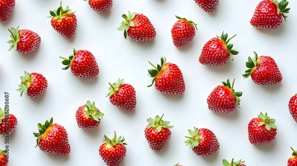 Delicious fresh red strawberries on white background, top view. Delicious fresh red strawberries on white background, top view.