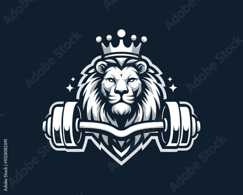 Gym Lion Logo Design Vector Template. Lion Head Logo Icon Vector Illustration