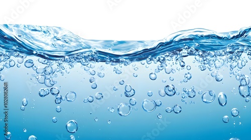 Blue Water Surface with Bubbles Rising