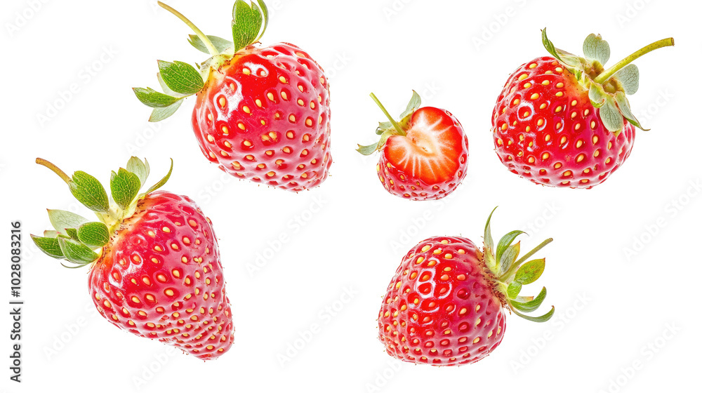 Vibrant Collection of Fresh Strawberries on a White Background Generative AI Vibrant Collection of Fresh Strawberries on a White Background Generative AI