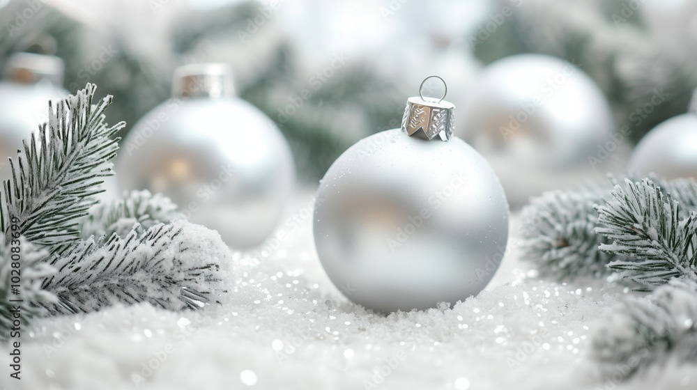 A Beautiful Scene of Silver Ornaments in Winter Snow A Beautiful Scene of Silver Ornaments in Winter Snow