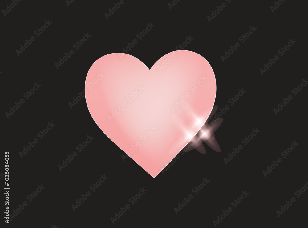 vector pink heart on black background and valentines day concept vector pink heart on black background and valentines day concept
