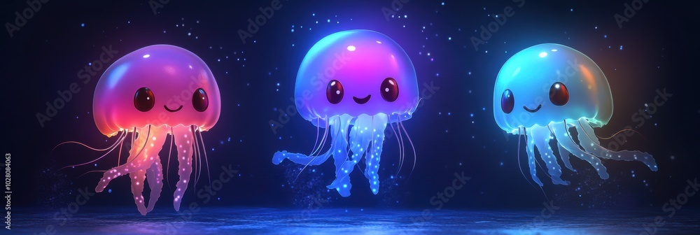 Cute cartoon character of jellyfish Cute cartoon character of jellyfish