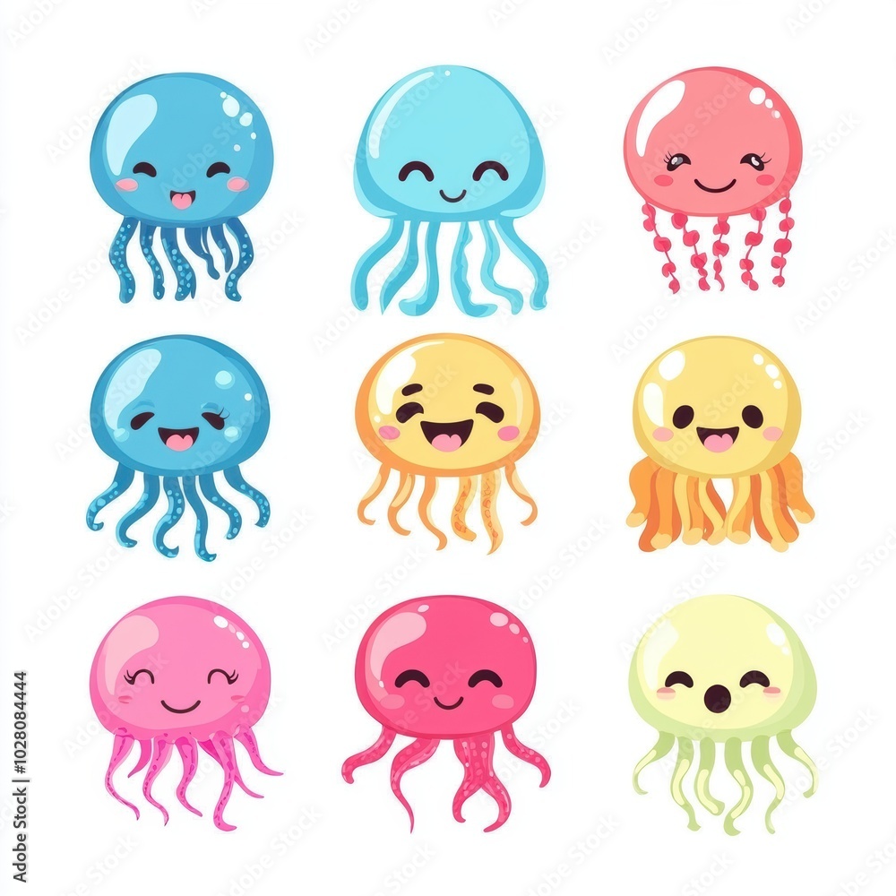 Cute cartoon character of jellyfish Cute cartoon character of jellyfish