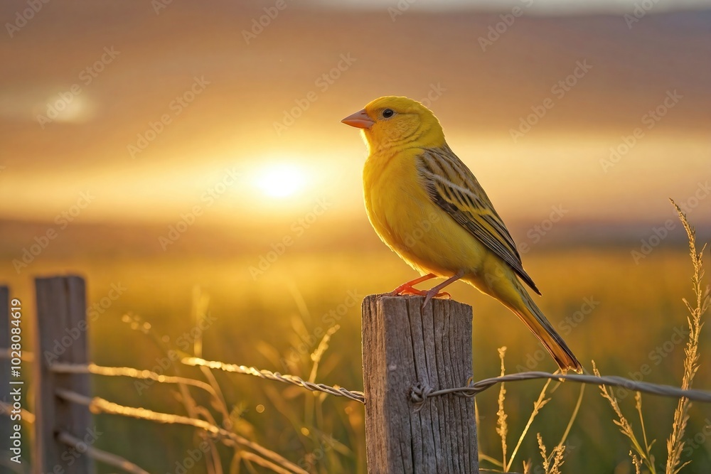 Canary Bird Singing at Sunrise