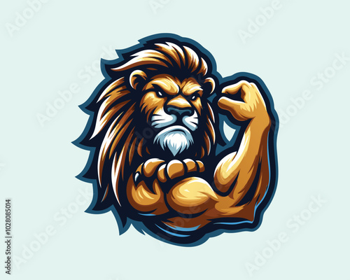 Strong boxer lion logo icon vector illustration