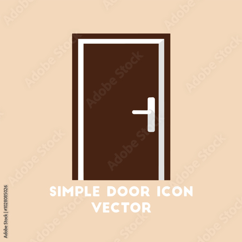 Flat Icon Vector Illustration of a Simple Brown Door
