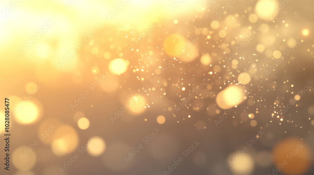 Fototapeta premium Golden bokeh background with glowing light particles for festive or artistic design