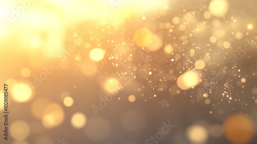 Golden bokeh background with glowing light particles for festive or artistic design