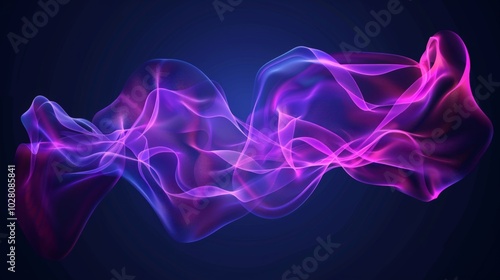 Wallpaper Abstract background with smooth blue and pink neon light waves flowing on dark blue background