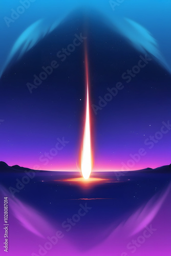 Graphic showing the impact of a meteorite entering Earth's atmosphere. photo