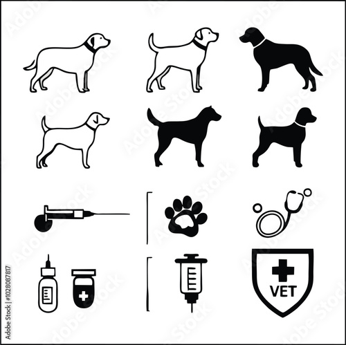 Set Icons about dogs and vet Vector illustration logo concept design