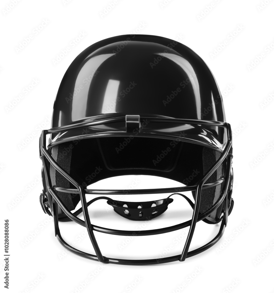 Fototapeta premium One black baseball helmet isolated on white