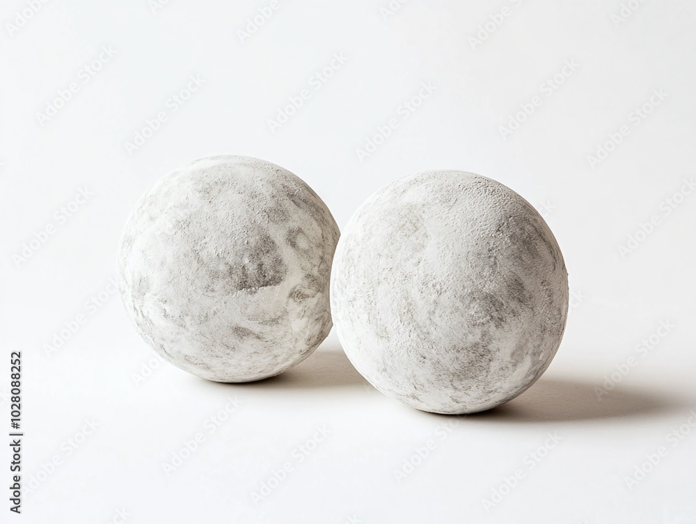A pair of climbing chalk balls, arranged neatly on white A pair of climbing chalk balls, arranged neatly on white