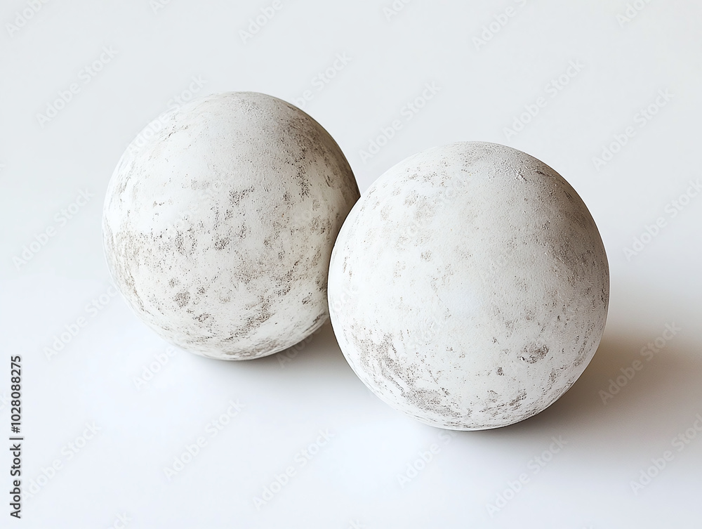 A pair of climbing chalk balls, arranged neatly on white A pair of climbing chalk balls, arranged neatly on white