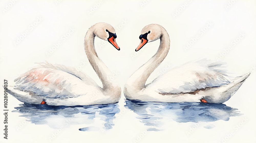 Swan bird, Elegant Watercolor birds hand-painted Isolated. Perfect for designers, nature lovers, creative decor Swan bird, Elegant Watercolor birds hand-painted Isolated. Perfect for designers, nature lovers, creative decor