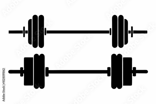 barbell icon, dumbbell silhouette vector	
