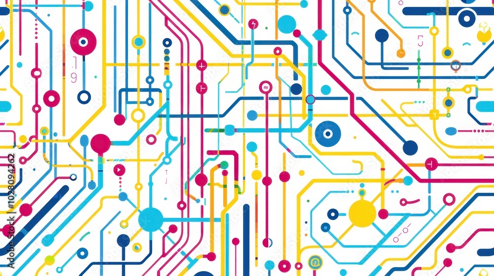 Colorful Abstract Circuit Pattern Design Colorful Abstract Circuit Pattern Design