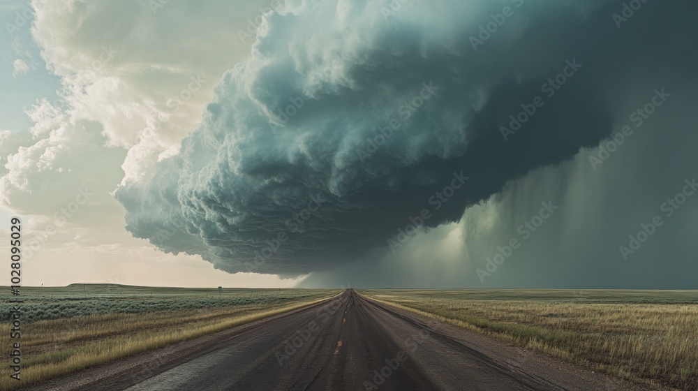 Stormy Sky Over a Country Road
