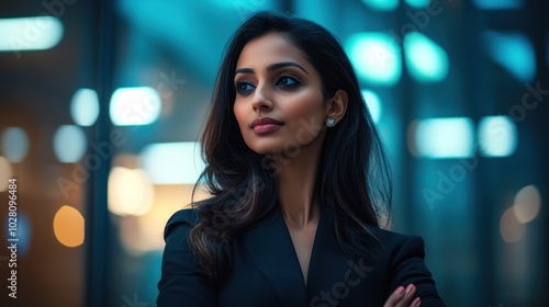 Wallpaper Mural Indian businesswoman in blockchain technology, showing a leader working with blockchain applications, secure digital transactions,  Torontodigital.ca