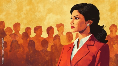 Indian businesswoman leading women-focused initiatives, depicting a leader advocating for women's empowerment, gender equality, photo