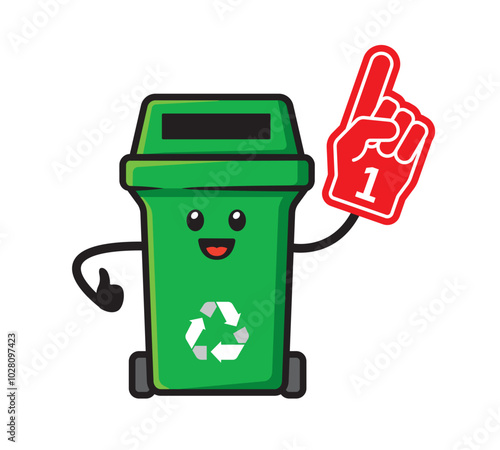 Trash can mascot character design vector