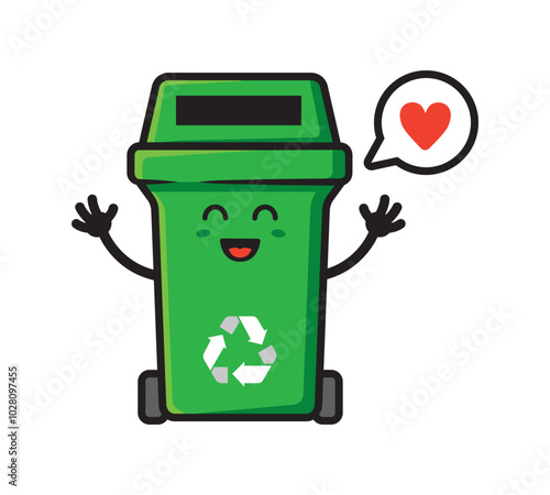 Trash can mascot character design vector