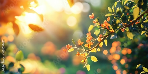 Light orange bokeh effect in a blurred nature setting, perfect for creating a warm and inviting atmosphere