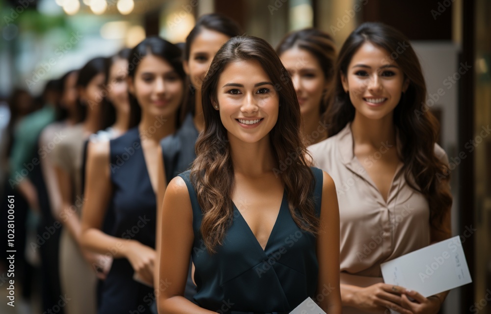 フォーマルなイベントで微笑む若い女性たちのグループ