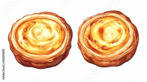 Delicious Egg Tart Pastry Dessert Bakery Food Illustration.