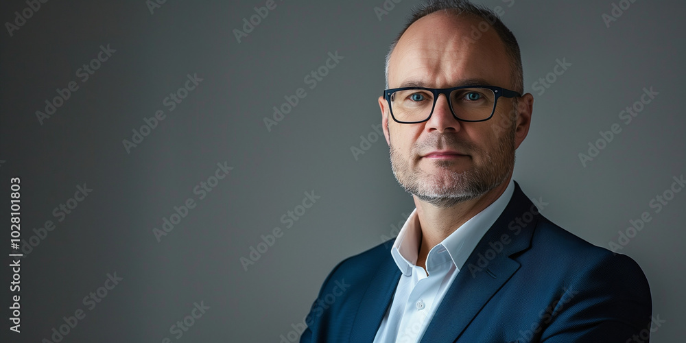 Confident Businessman in Formal Attire Against a Neutral Background Confident Businessman in Formal Attire Against a Neutral Background