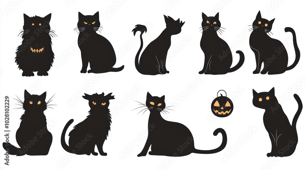 Black cat. Halloween decoration element. Black cat. Halloween decoration element.
