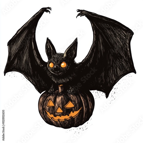 Vector illustration of bat as Halloween decoration element photo