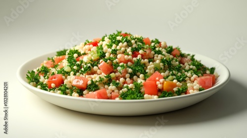 3D Render of Tabbouleh with Parsley and Tomatoes.